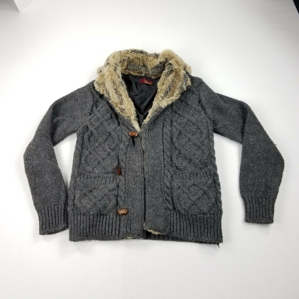 Zara Man Sweater Medium Cardigan  Gray Fur Linblu5